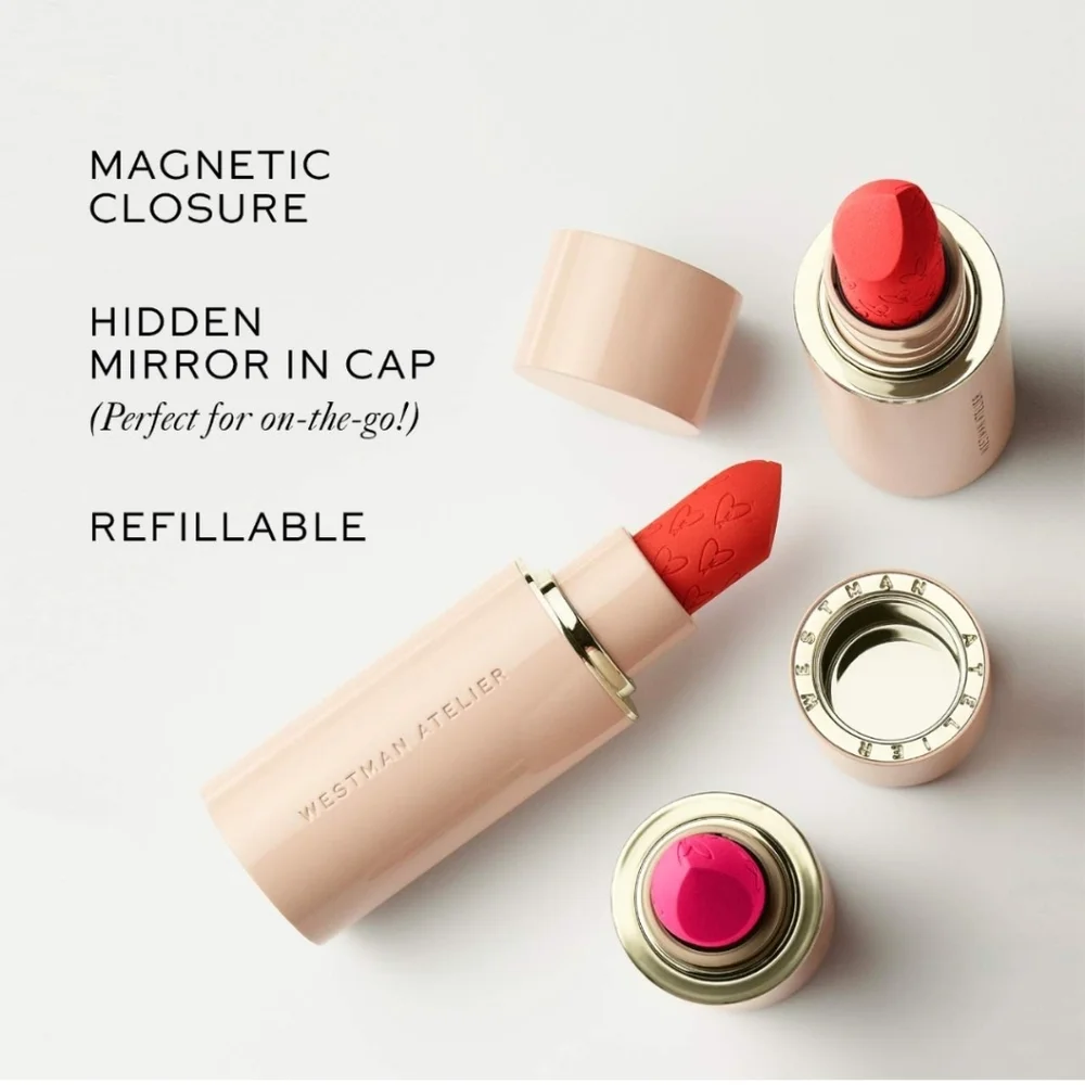 Westman Atelier Lip Suede Hydrating Matte Lipstick with Hyaluronic Acid PETAL.